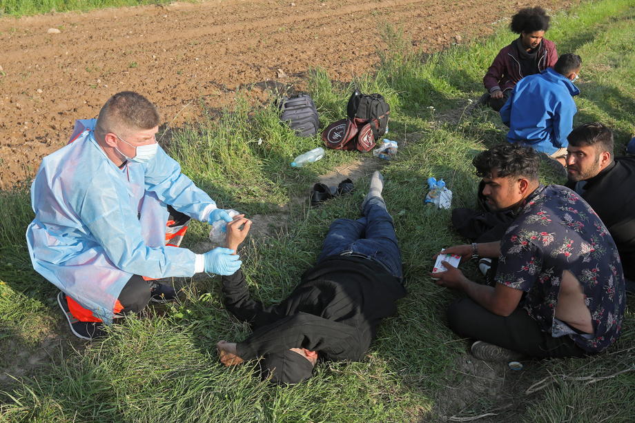 Refugees on border area between Poland and Belarus