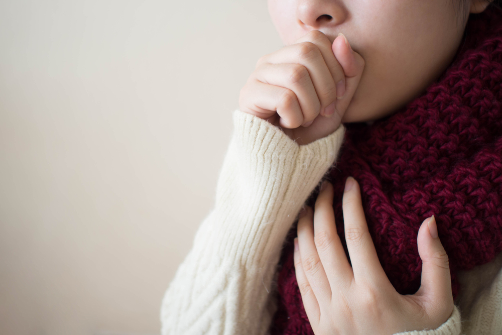 Young,Ill,Female,Have,A,Cough,And,Sore,Throat,In