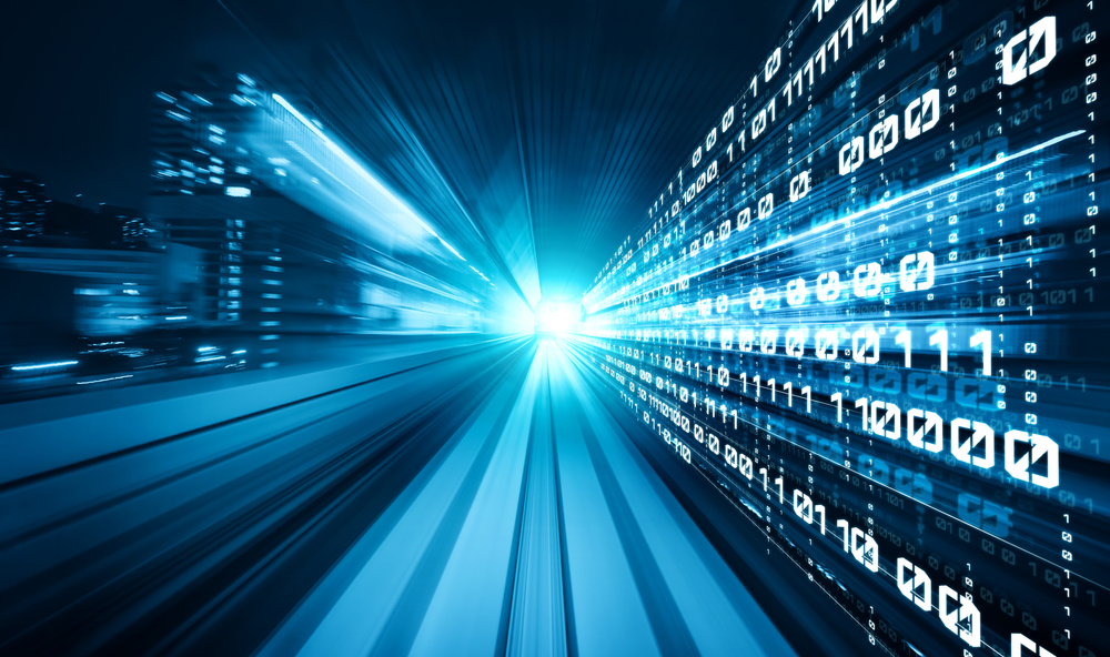 Digital,Data,Flow,On,Road,With,Motion,Blur,To,Create