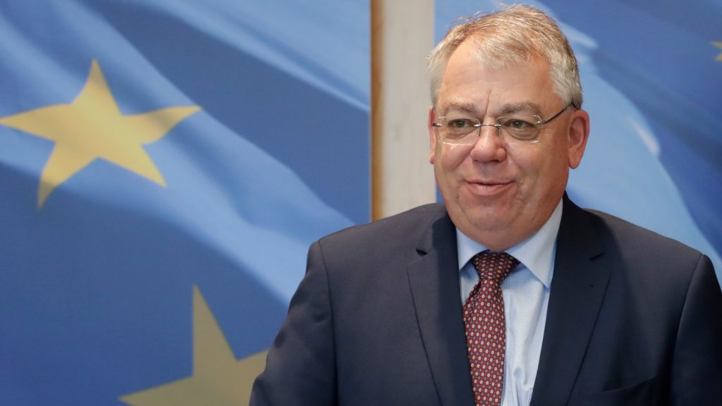 epa07643211 Klaus-Heiner Lehne, the President of the European Court of Auditors (ECA) during a visit at the European Commission in Brussels, Belgium, 12 June 2019.  EPA-EFE/OLIVIER HOSLET