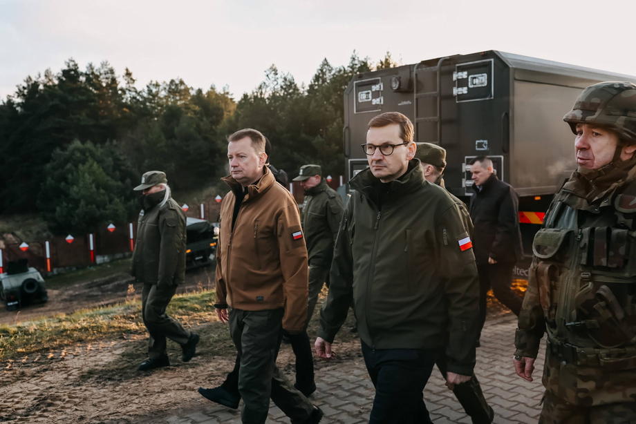 Prime Minister Mateusz Morawiecki, during a meeting with soldiers on the Polish-Belarus border