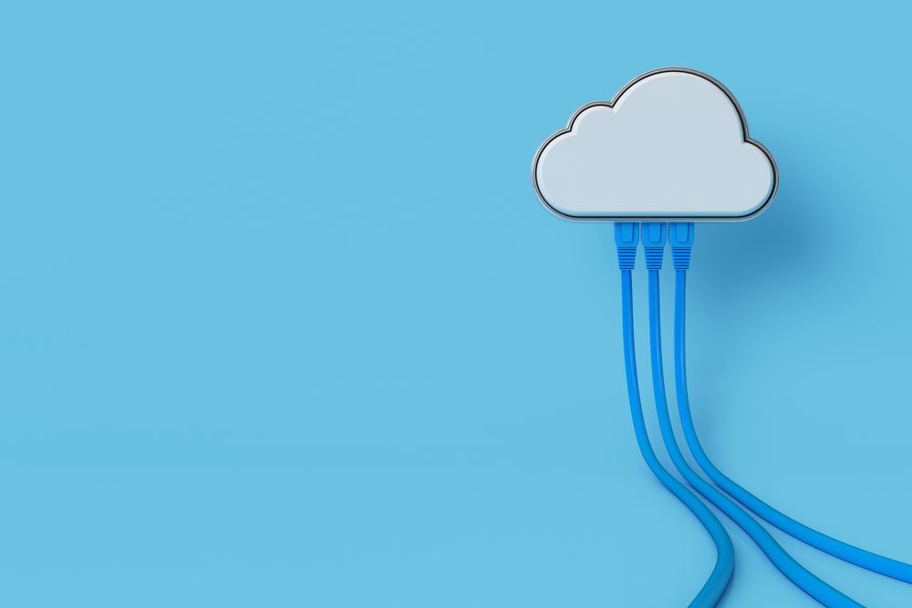 Cloud,Computing,Concept,Or,Symbol,Connect,With,Network,Cable,On