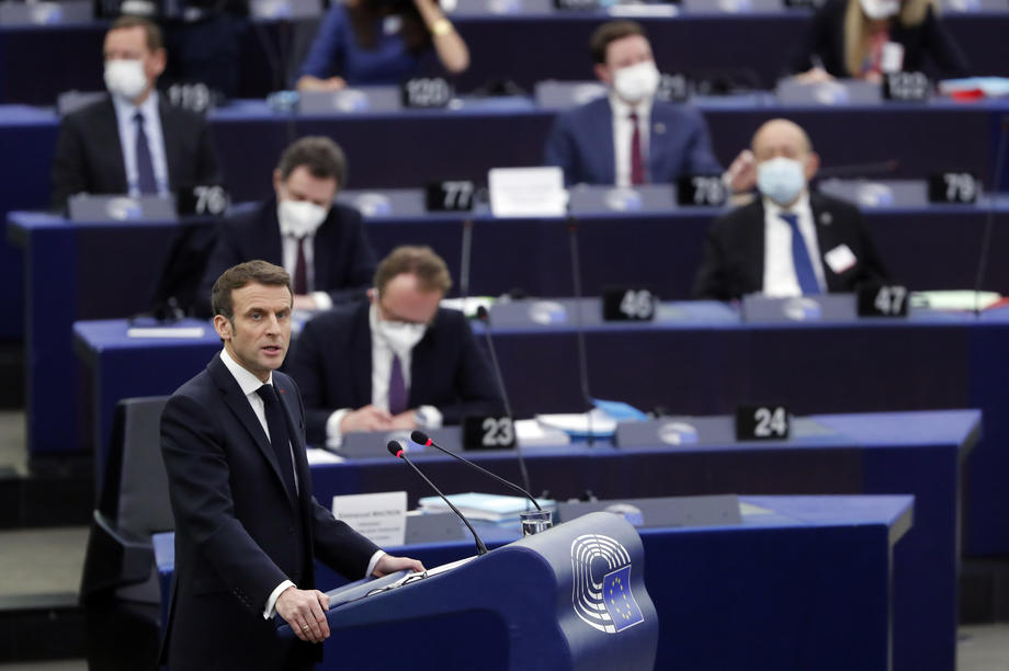 Emmanuel Macron delivers speech at European Parliament