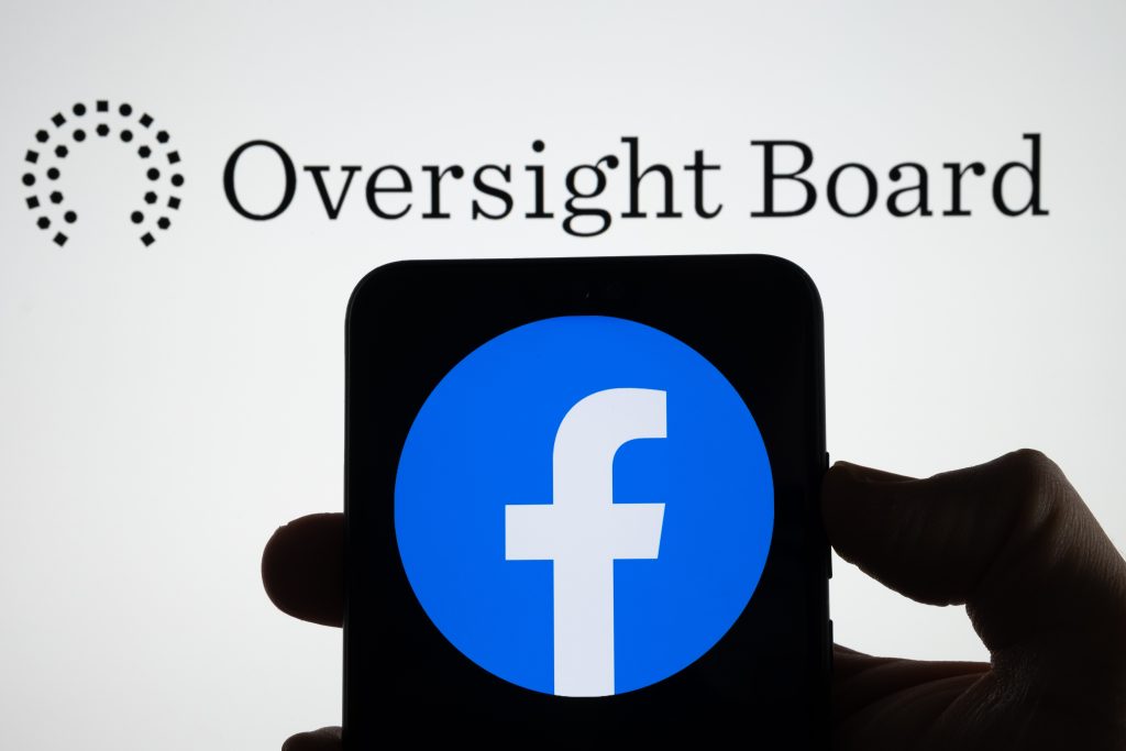 Facebook,Oversight,Board,Logo,On,The,Blurred,Background,Screen,And