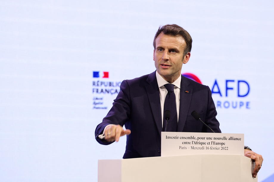 French President Macron attends a conference on European investment in Africa at Station F startup campus in Paris