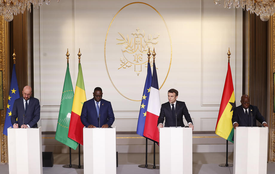 French President Macron addresses press conference on French engagement in Sahel