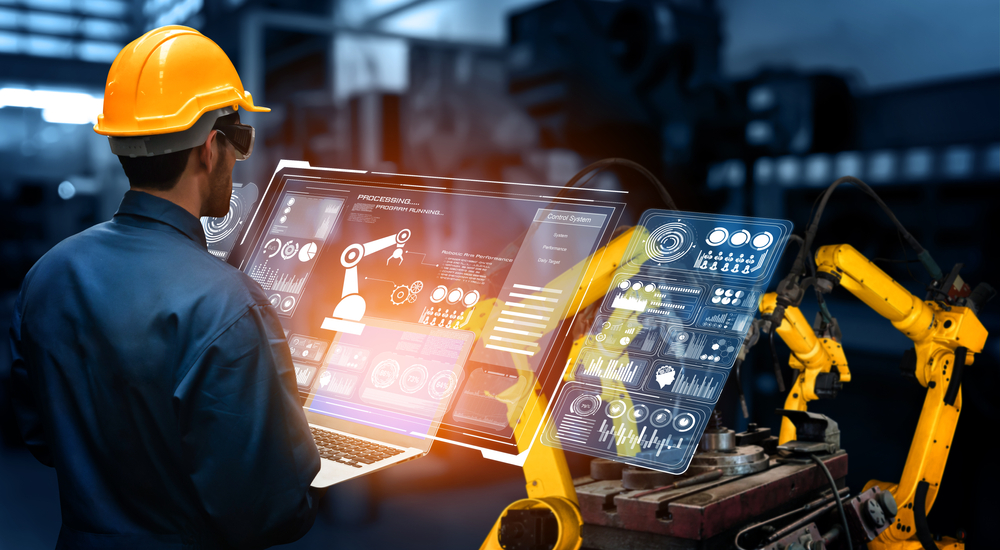 Smart,Industry,Robot,Arms,For,Digital,Factory,Production,Technology,Showing