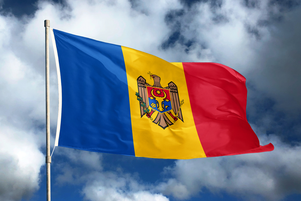 Moldova,Flag,On,Sky,And,Cloud,Background.,National,Symbols,Of