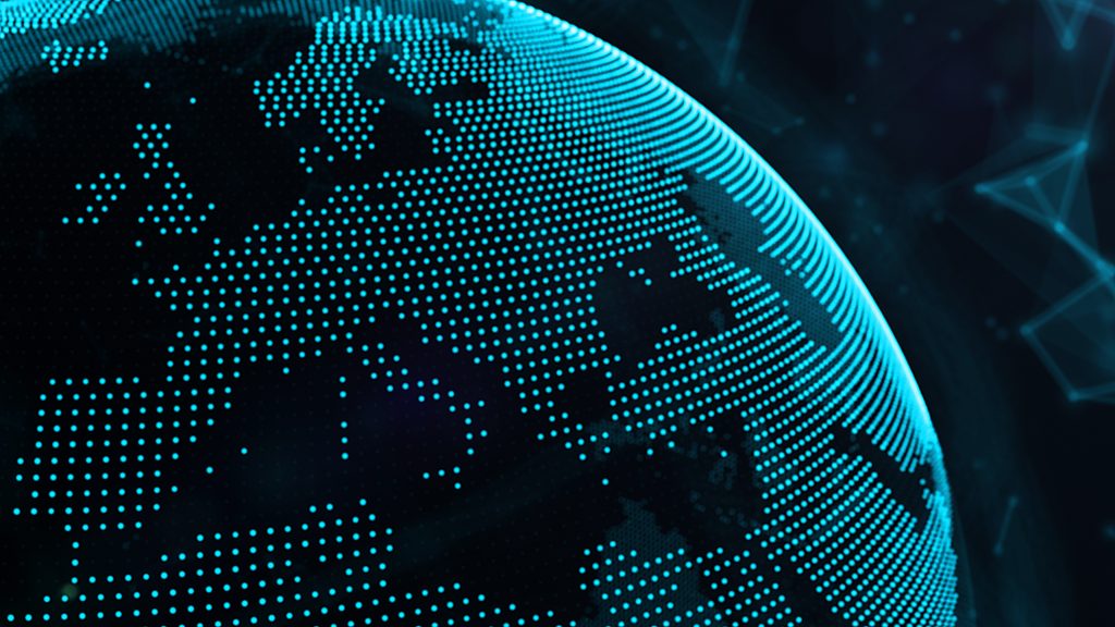 3d,Illustration,Of,Detailed,Virtual,Planet,Earth,Europe,View.,Technological