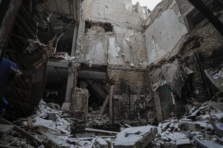 Aftermath of fight between Russian and Ukrainian troops in Brovary, Ukraine