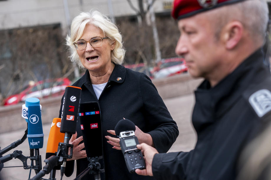 German Minister of Defense Christine Lambrecht participates in a press conference