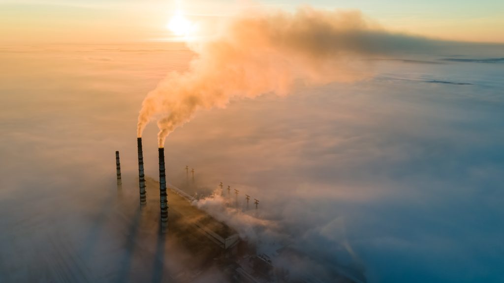 Pollution fog sunrise