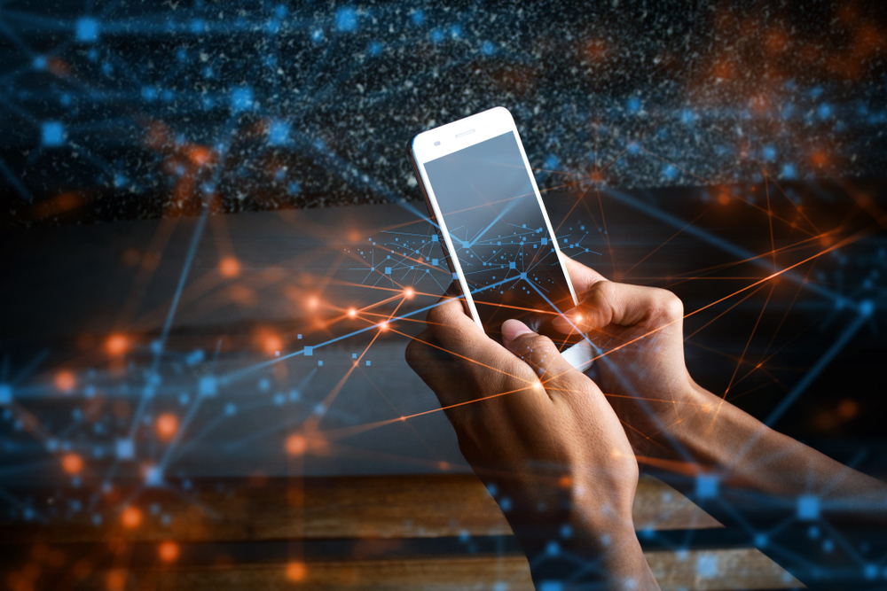 Businessman,Use,Smartphone,Online,To,Social,Network,,Touchscreen,Device,Connecting