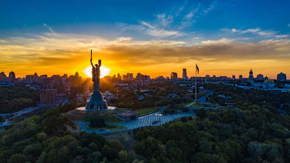 Aerial,View,To,The,Motherland,Statue,In,The,Kiev,While