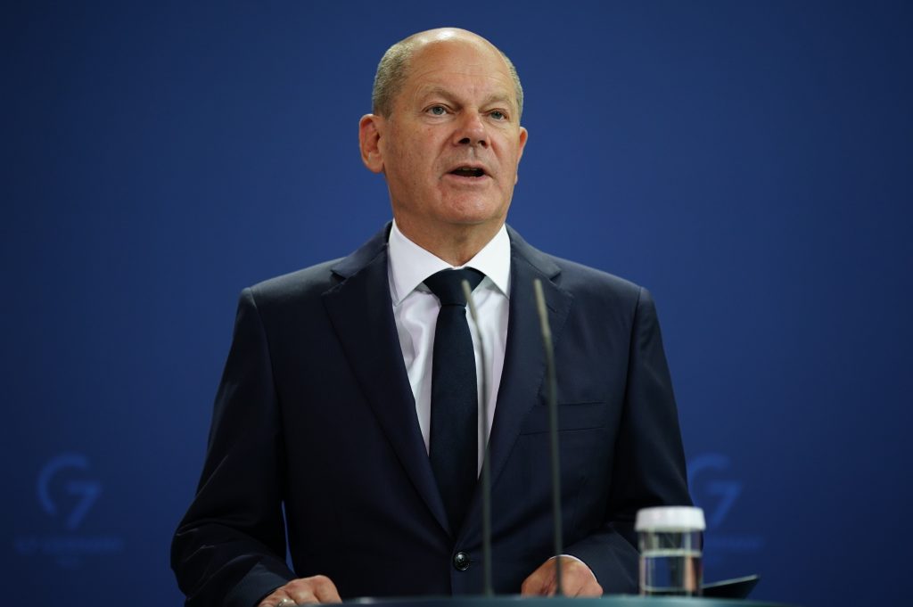 German Chancellor Olaf Scholz delivers statement