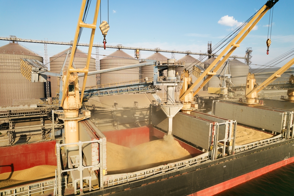 Odessa,,Ukraine,-,August,9,,2021:,Loading,Grain,Into,Holds