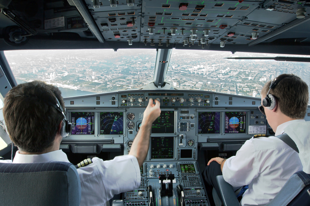 Flight,Deck,Of,Modern,Plane.the,Pilots,(cockpit,Crew),Of,Aircraft