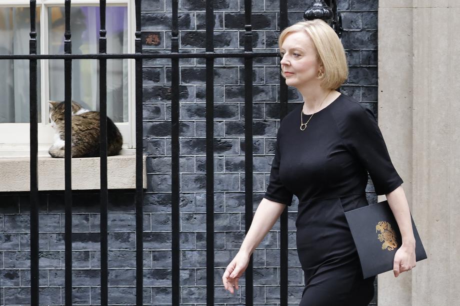British Prime Minister Truss leaves Downing Street to pay tributes to Queen Elizabeth II