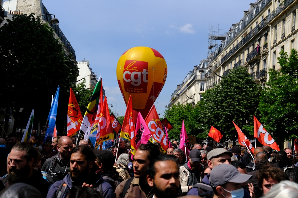 Protesters,Attending,A,Demonstration,In,The,Annual,May,Day,(labour