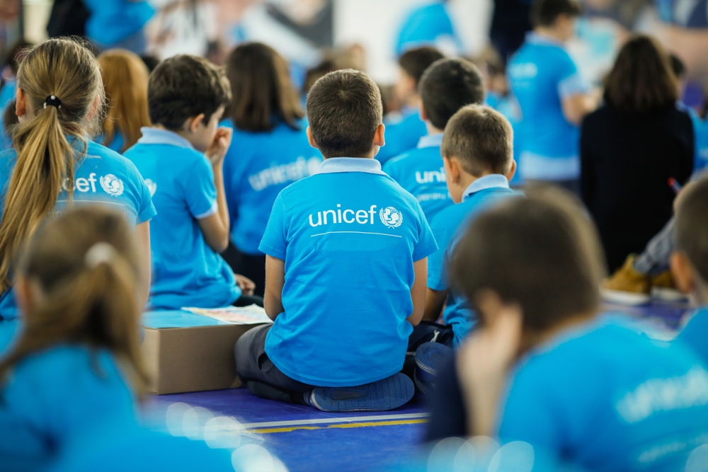 Bucharest,,Romania,-,November,19,,2019:,Children,Wearing,Unicef,Shirts