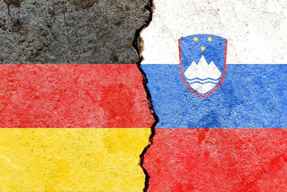 Grunge,Germany,Vs,Slovenia,National,Flags,Icon,Pattern,Isolated,On