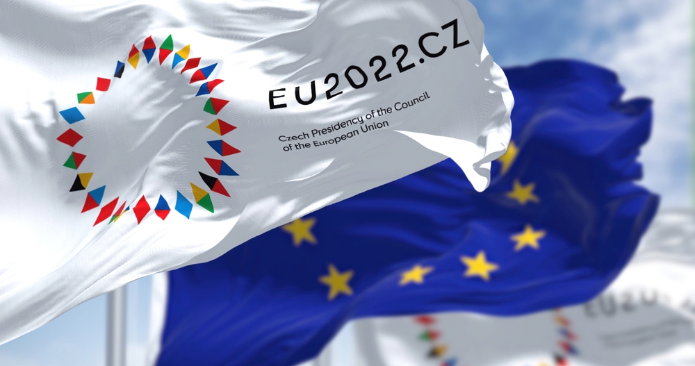 Prague,,Cze.,October,2022:,Flags,Of,The,Presidency,Of,The
