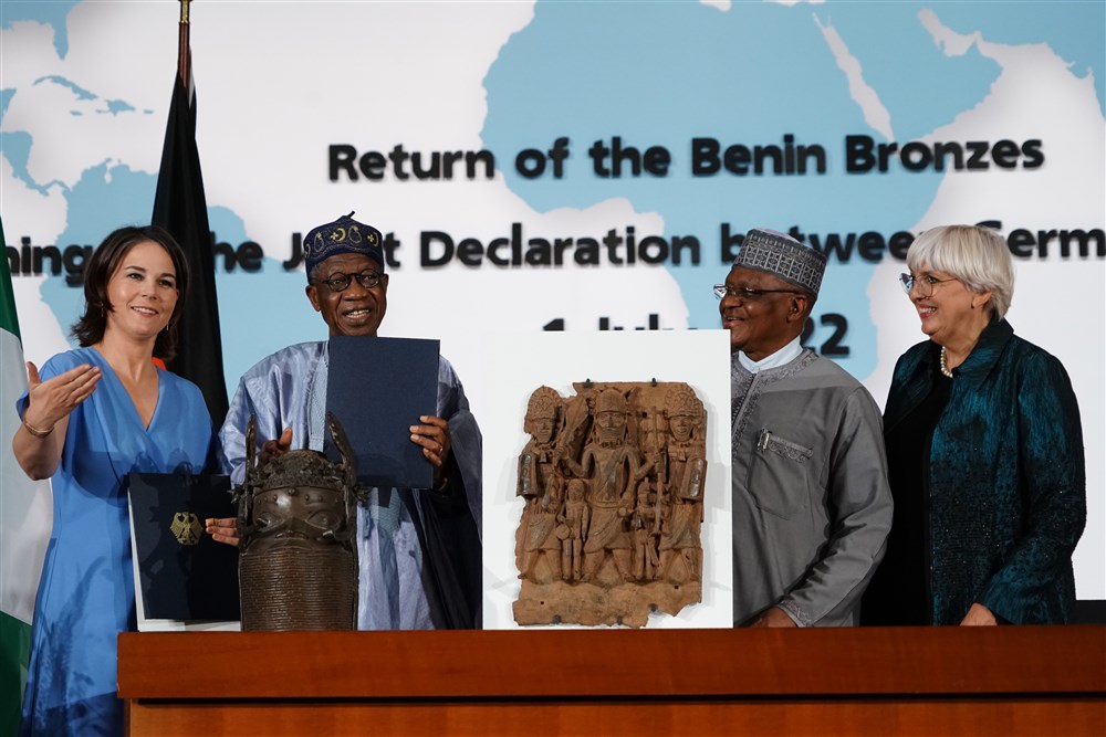 German Foreign Minister Baerbock signs a memorandum of understanding on the Return of the Benin Bronzes