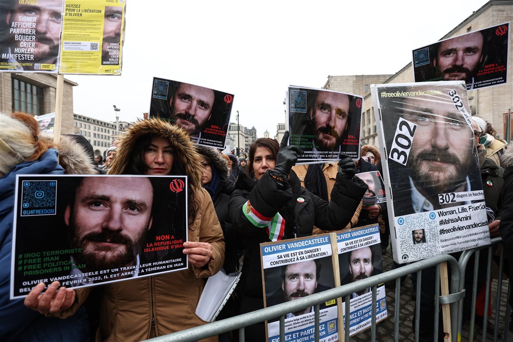 Rally in support of Belgian aid worker detained in Iran