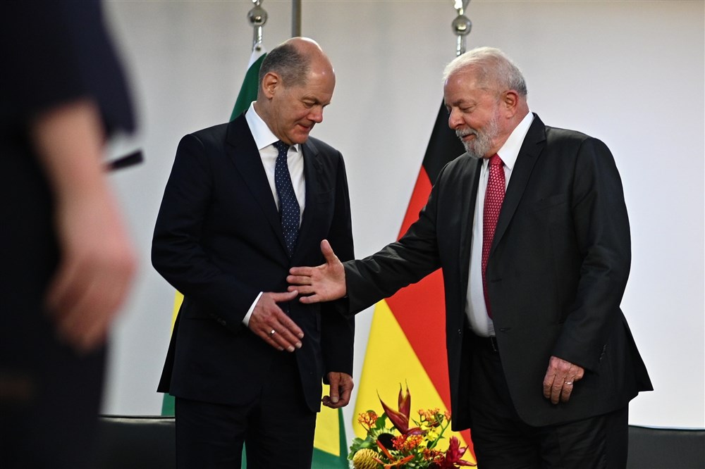 Brazil&rsquo;s President Lula da Silva receives German Chancellor Olaf Scholz