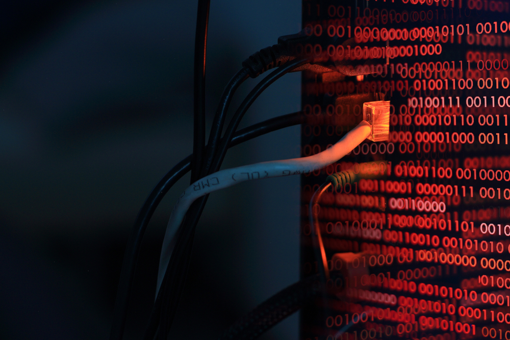 Computer,Virus,Transfer,Into,Desktop,Pc,By,Internet,Lan,Line.