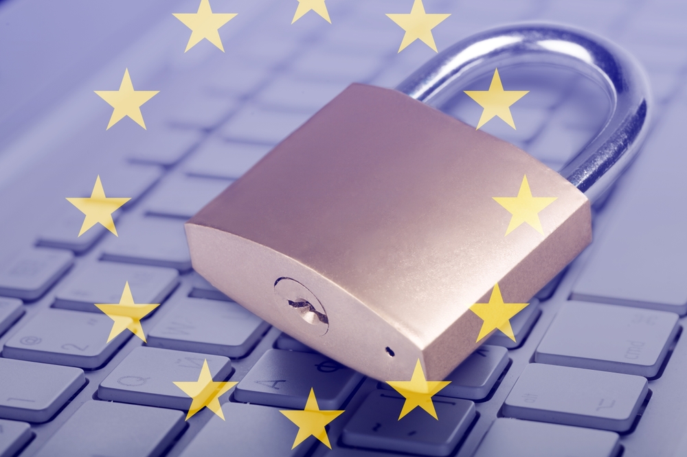 Digital,Service,Act,Concept:,Lock,On,Computer,Keyboard,And,Europe