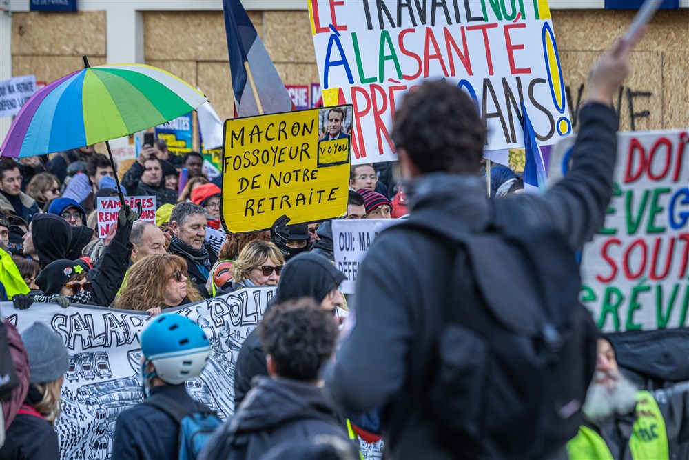 French youth associations protest against planned pension reform in Paris