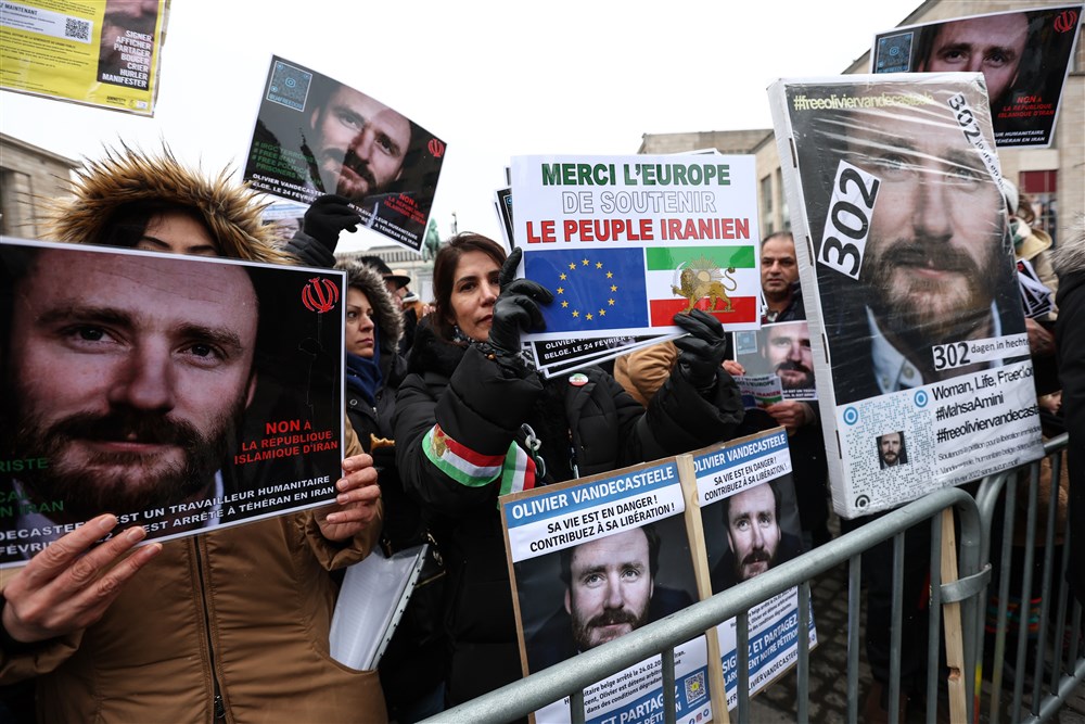 Rally in support of Belgian aid worker detained in Iran