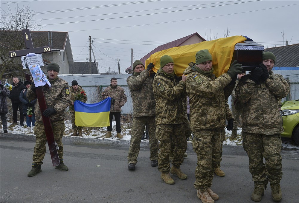 Funeral ceremony for Ukrainian serviceman killed near the Donbas town of Soledar
