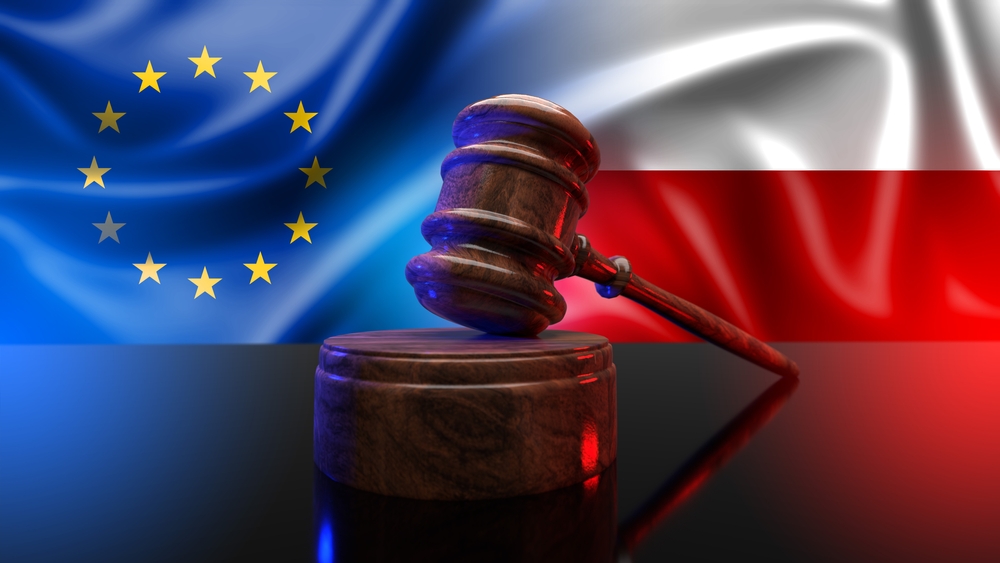 Poland-eu,Rule,Of,Law,Dispute.,3d,Illustration.