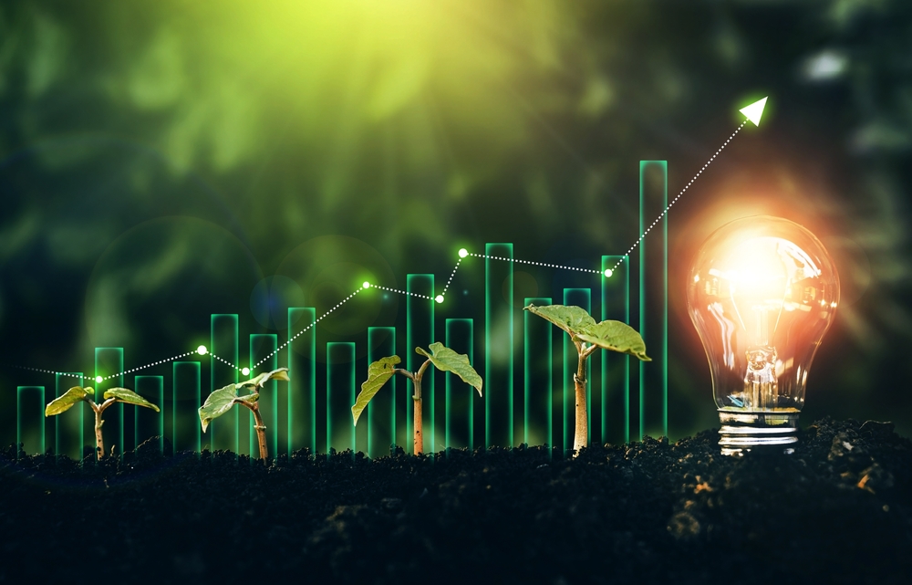 Light,Bulb,Is,Located,On,The,Soil,,And,Plant,Are