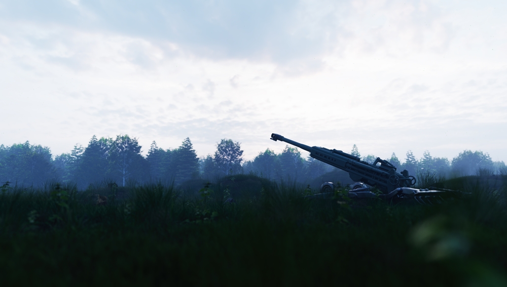 Artillery,Howitzer,In,Combat,,Heavy,Weapon.,War,In,Ukraine.,3d