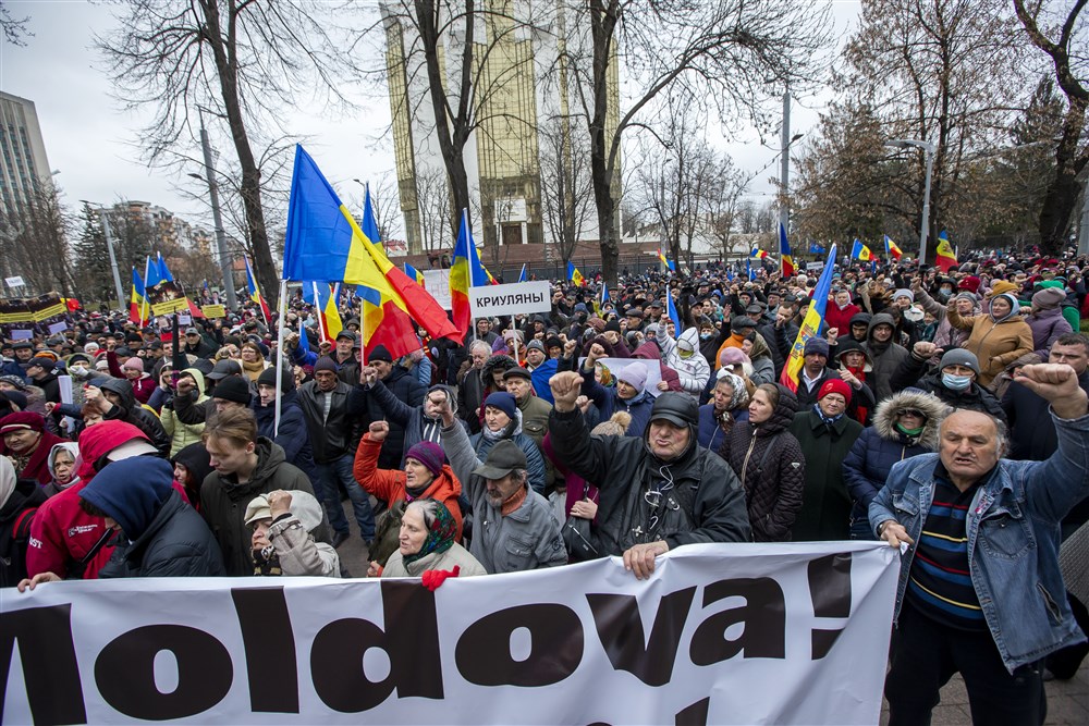 Shor political party supporters protest in Chisinau