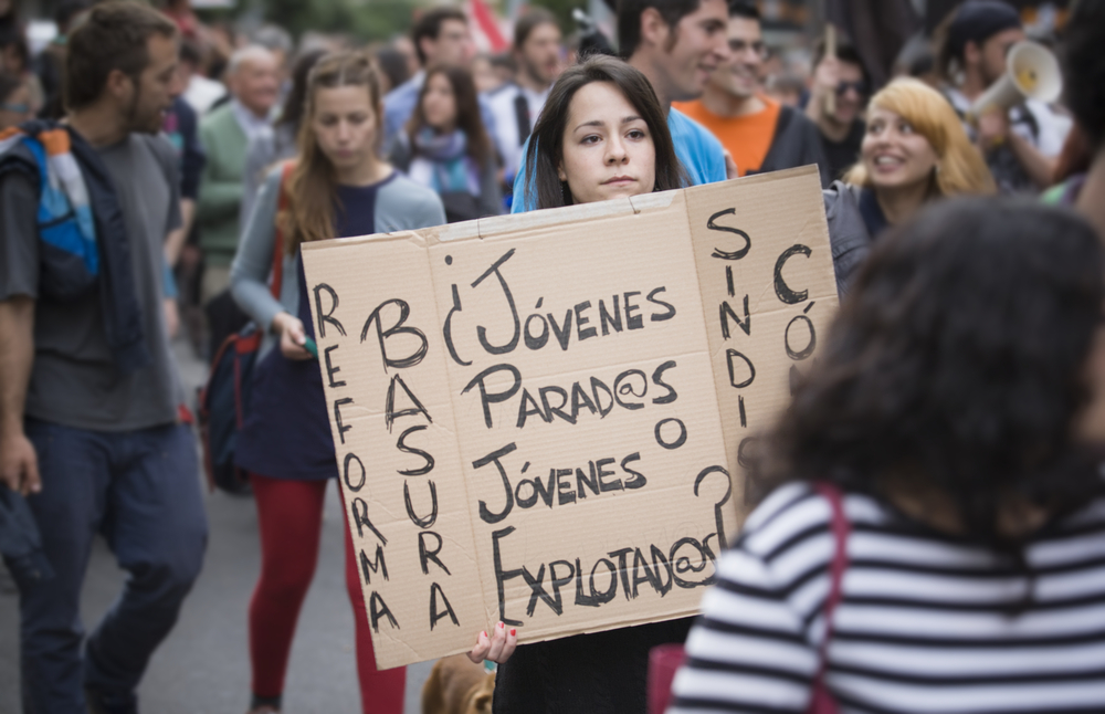 Badajoz,,Spain,-,March,29,,2012:,Young,Girl,Demostrator,With