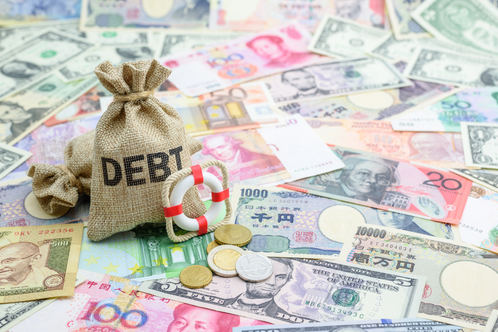 Credit,Default,Insurance,Debt,Security,Concept,:,Debt,Bags,,Red