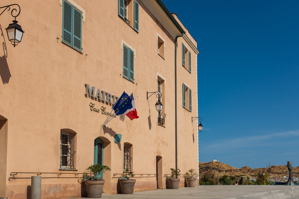 L&rsquo;ile,Rousse,,Corsica,,July,2017:,The,Town,Hall,With,The