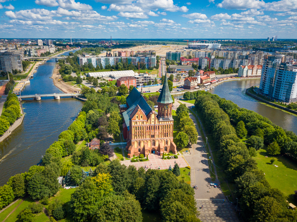 Aerial,Cityscape,Of,Kant,Island,In,Kaliningrad,,Russia,At,Sunny