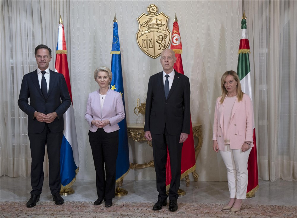 EU leaders von der Leyen, Meloni and Rutte visit Tunisia