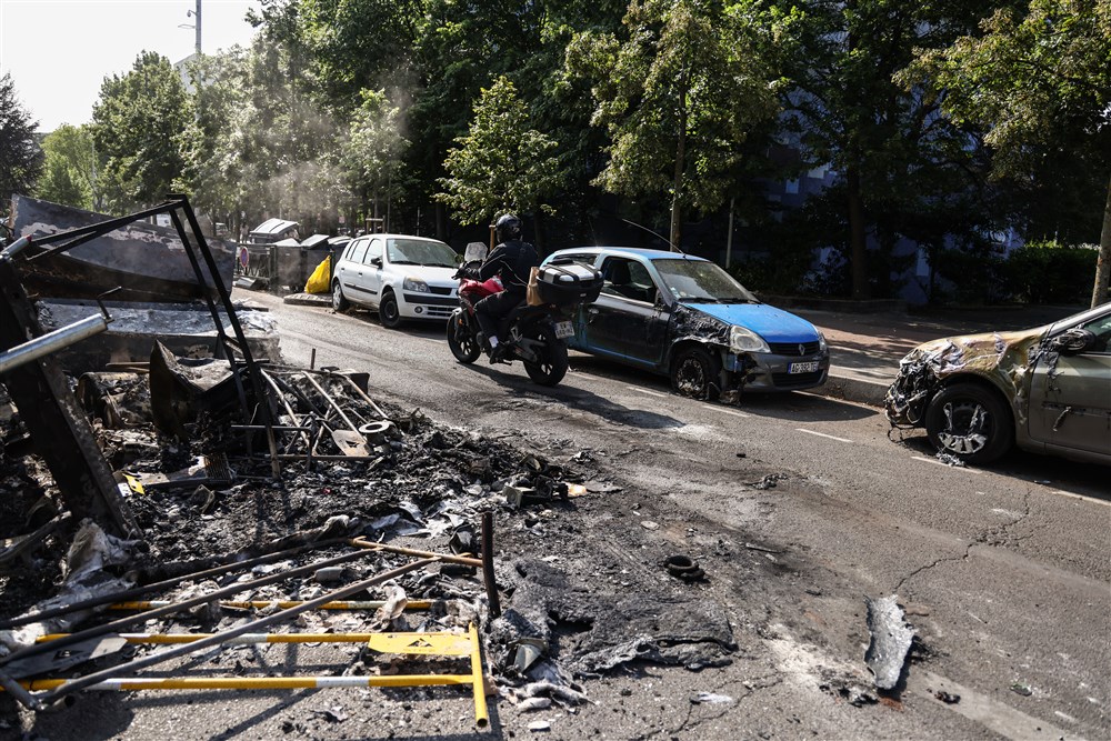 Clean up in Nanterre after riots over teenager fatally shot by police