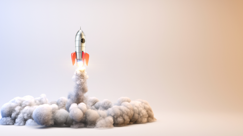 Launch,Rocket,-,Startup,Concept,-,3d,Rendering,Of,3d