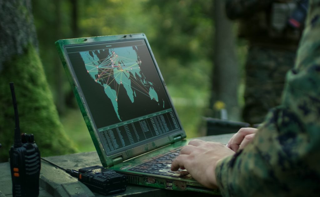 Military,Operation,In,Action,,Soldiers,Using,Military,Grade,Laptop,Targeting