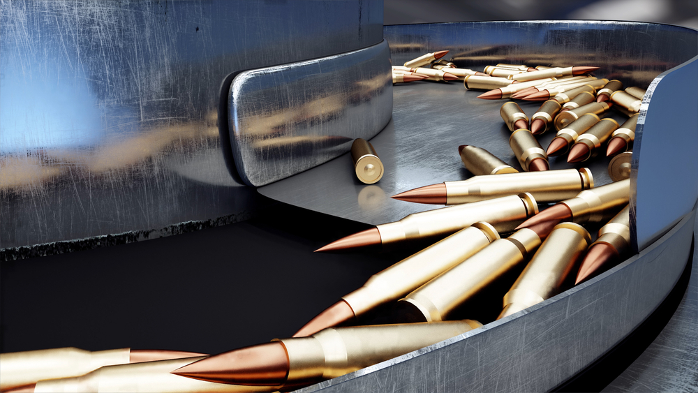 Process,Of,Production,Of,Bullets.,Industrial,Concept.,Factory,Equipment,And