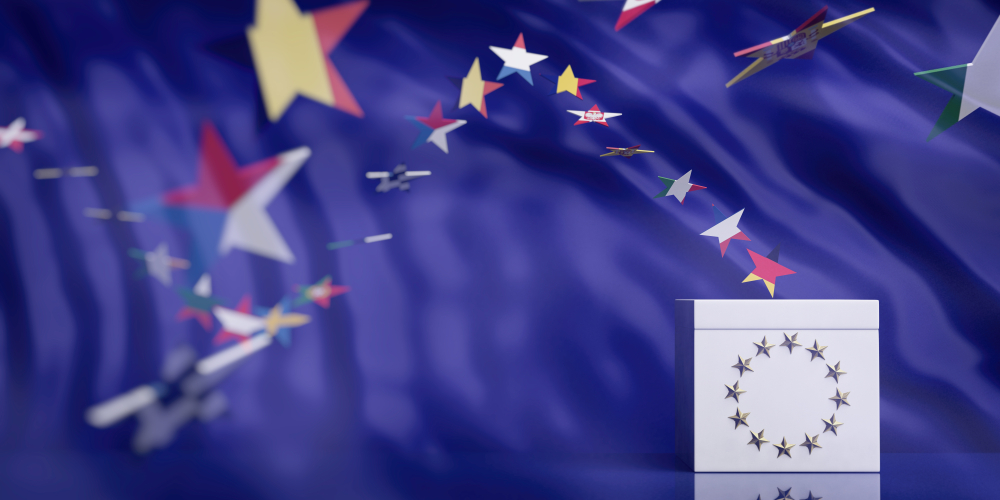 Eu,Elections,Concept.,White,Ballot,Box,On,European,Union,Flag