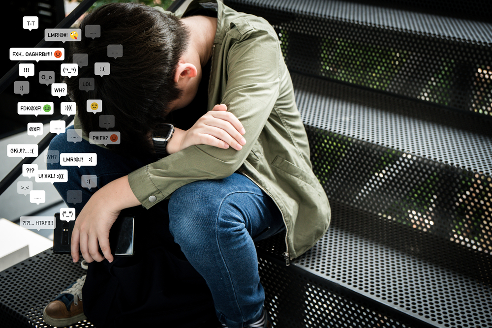 Cyberbullying,-,Social,Media,Harassment,Concept.,An,Asian,Preteen,,Teenager