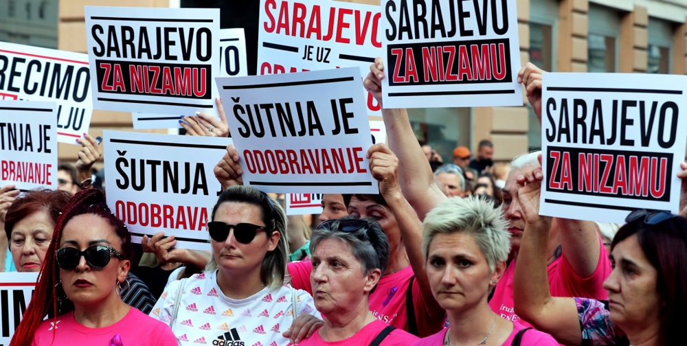 Peaceful protest against violence in Sarajevo